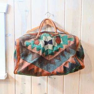 Vintage Southwestern 100% Wool Duffle Bag Carpet Bag